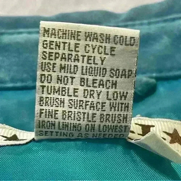 AMI Women's Blue Jacket Lined Leather Coat Blazer Vintage Medium Festival - Picture 12 of 12